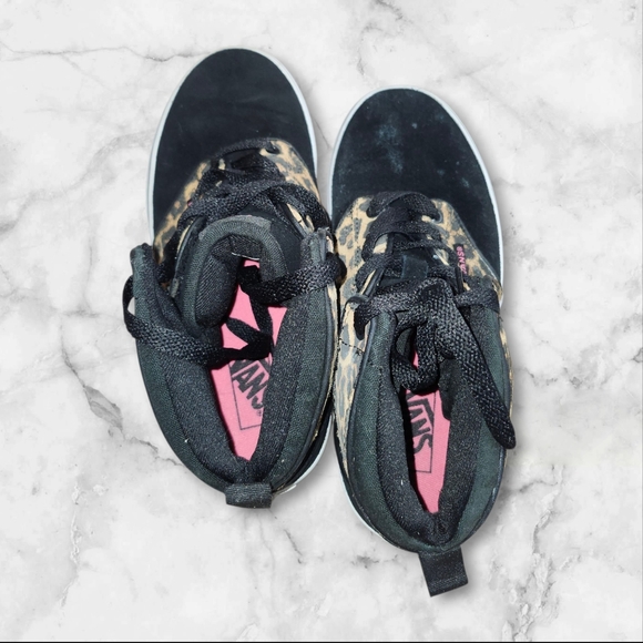 Girls Vans Leopard Print High Top Sneakers - Picture 5 of 7